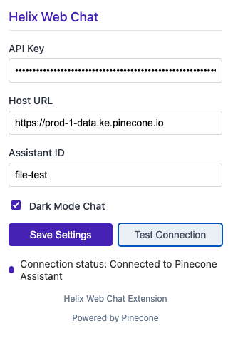 Powered by Pinecone Assistant API